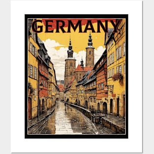 Germany Rainy Night Tourism Vintage Retro Posters and Art